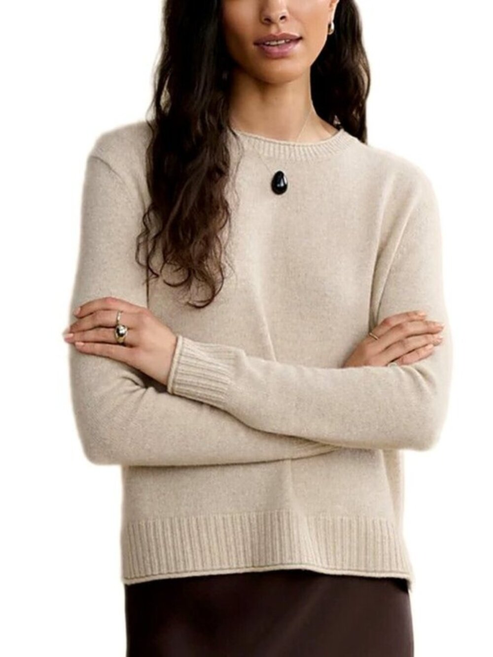 Jenni Kayne Jenni Kayne Everyday Sweater Cashmere Wool Blend Crewneck Beige XS